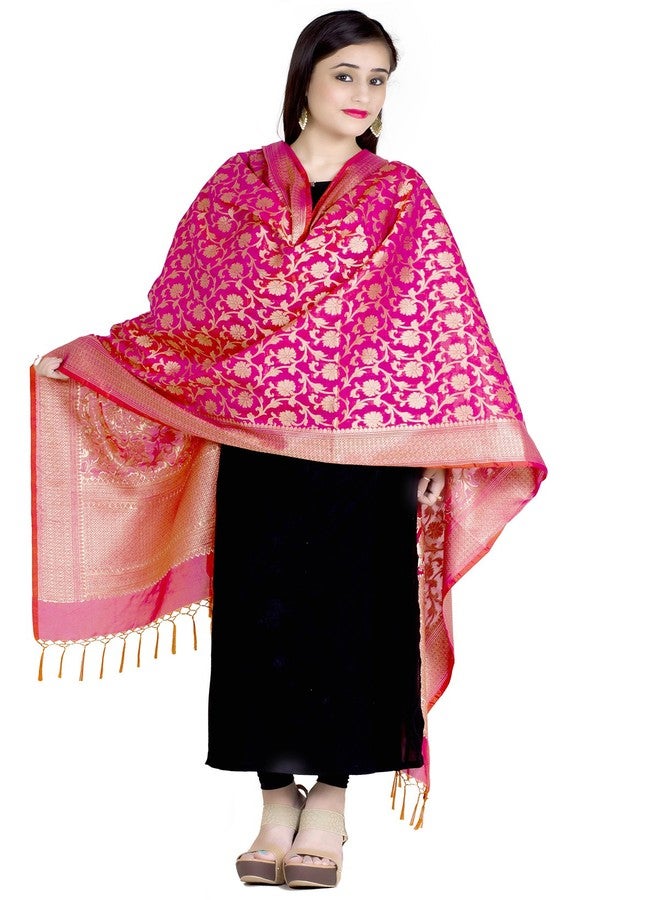 Chandrakala Banarasi Dupatta for Women,Shawl Scarf Wrap Chunni (D266-P) (Pink Gold, Free Size) - Image 3